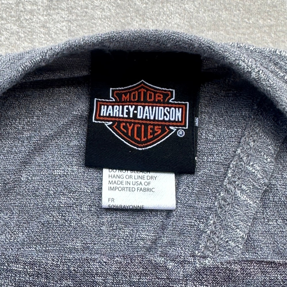 Harley-Davidson Women's Gray Open Back Embellished 3/4 Sleeve Shirt Large - Picture 4 of 7
